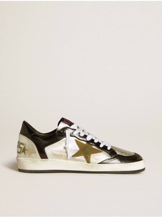 Women’s Ball Star LAB in silver leather with brown leather star and black heel tab