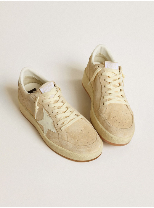 Ball Star in beige suede with white leather star and heel tab