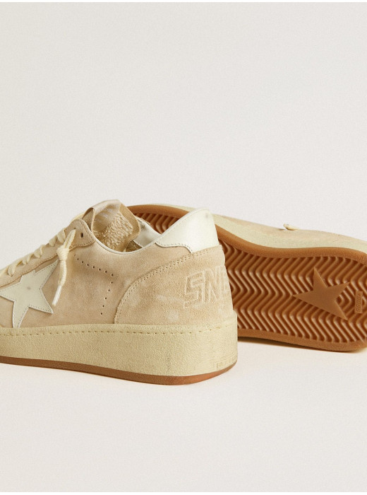 Ball Star in beige suede with white leather star and heel tab