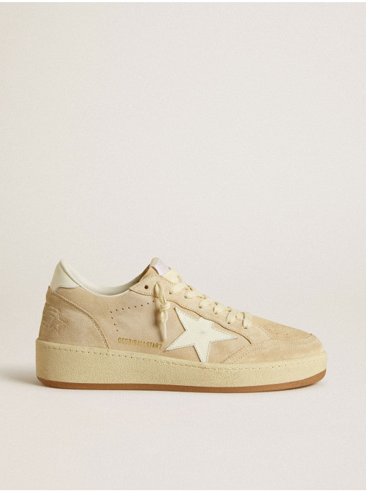 Ball Star in beige suede with white leather star and heel tab