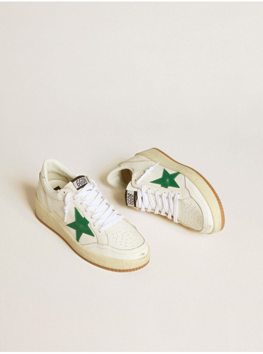 Women's Ball Star with green leather star and metallic leather heel tab