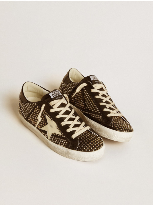 Women’s Super-Star in studded black nappa with white leather star