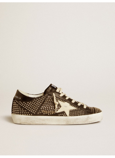 Women’s Super-Star in studded black nappa with white leather star