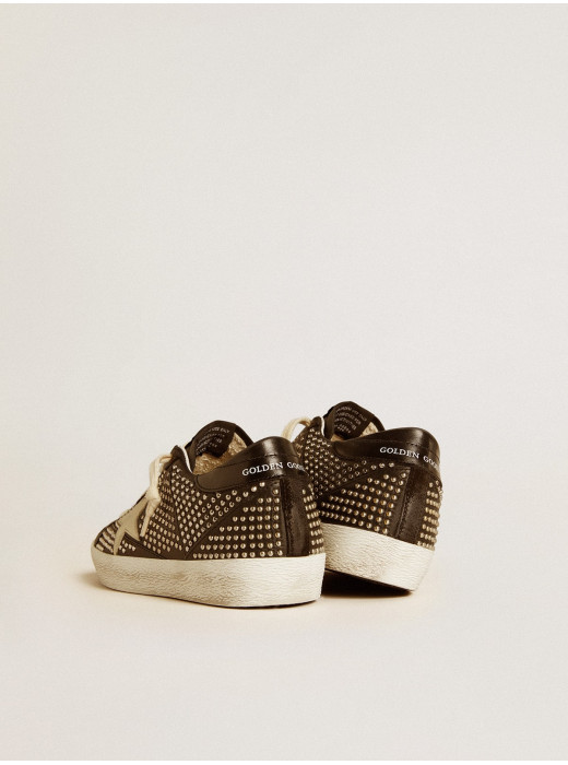 Women’s Super-Star in studded black nappa with white leather star