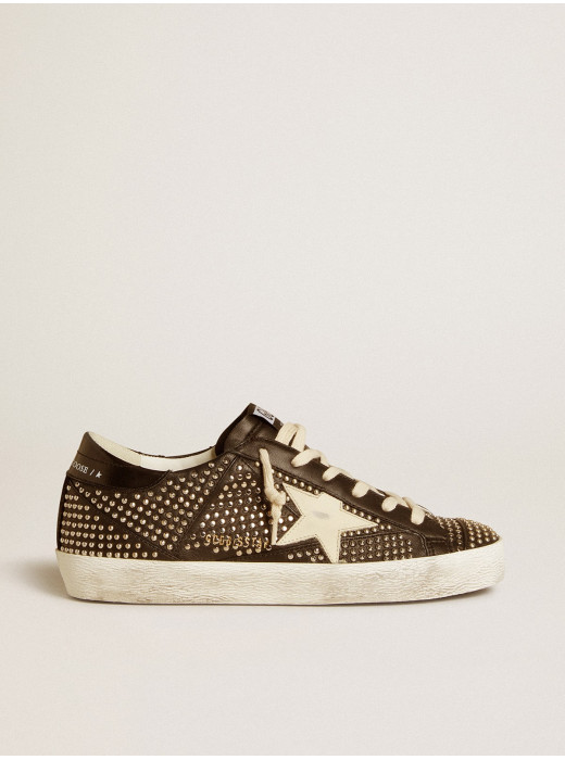 Women’s Super-Star in studded black nappa with white leather star