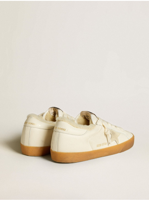 Super-Star in white nappa with suede star and shearling lining