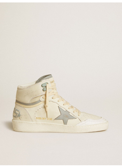 Women's Sky-Star in leather with light blue leather star and white heel tab