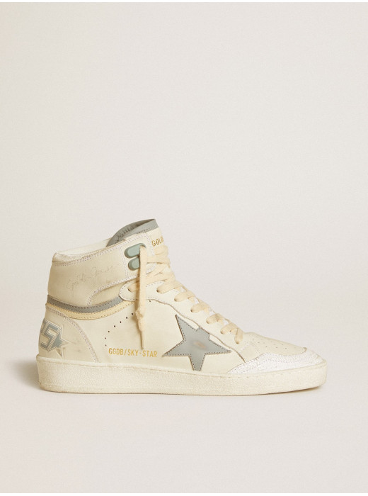 Women's Sky-Star in leather with light blue leather star and white heel tab