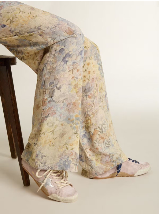 True-Star in Pastel Pink Suede With Silver Star and Heel Tab