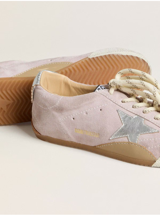 True-Star in Pastel Pink Suede With Silver Star and Heel Tab