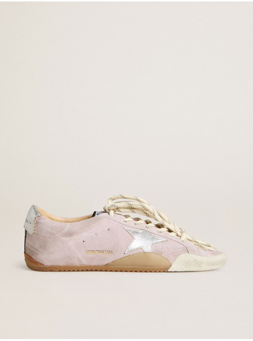 True-Star in Pastel Pink Suede With Silver Star and Heel Tab