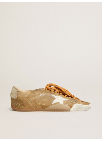 True-Star in Tobacco-Colored Suede With White Star and Platinum Heel Tab