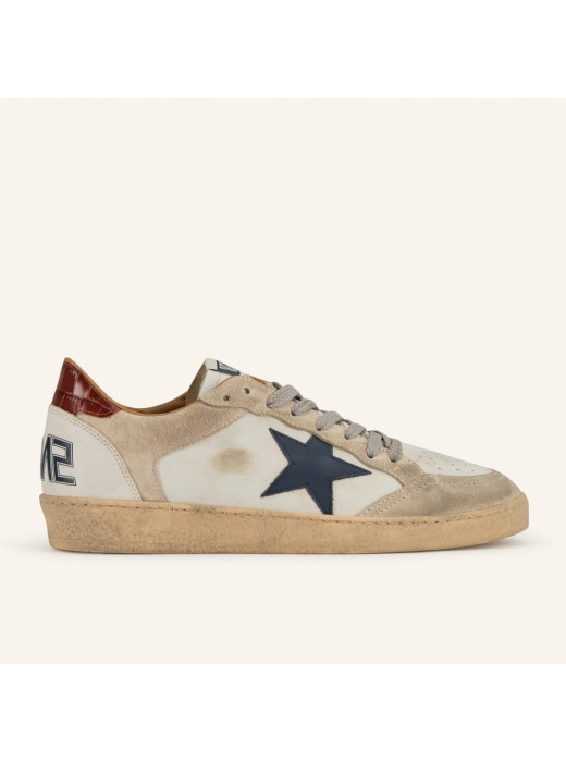 Men's Ball Star in Beige Suede With Navy Blue Star