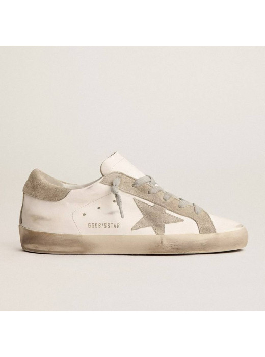 Men's Super-Star Sneakers in Grey Suede With Grey Star and Grey Heel Tab