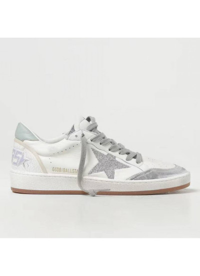 Ball Star in White Leather With Mint Green Heel Tab and Silver Star