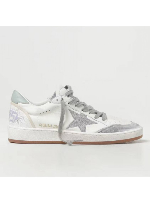 Ball Star in White Leather With Mint Green Heel Tab and Silver Star