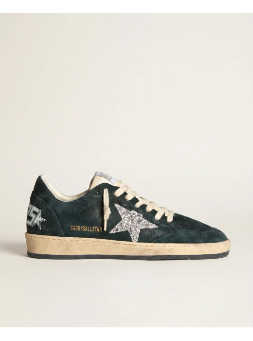 Ball Star in Green suede with Silver glitter star