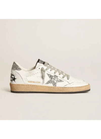 Ball Star Sneakers in Silver Glitter and Ice Grey Suede