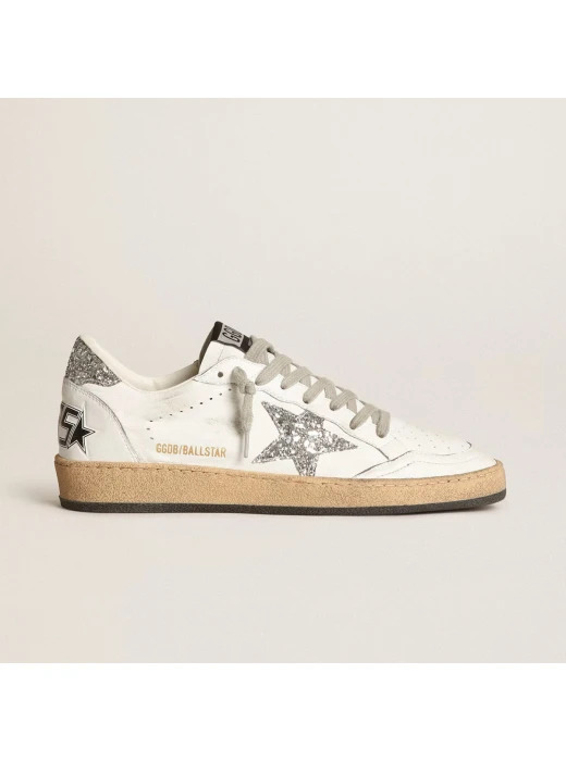 Ball Star Sneakers in Silver Glitter and Ice Grey Suede