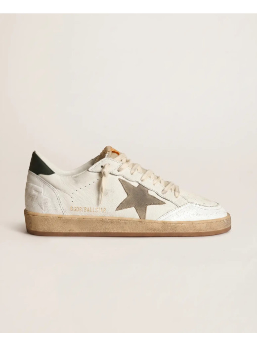 Ball Star Sneakers in White Leather With Black Heel Tab