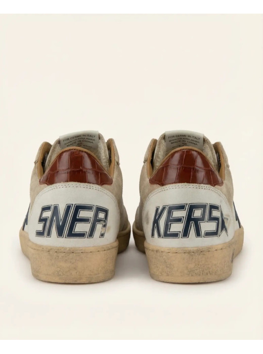 Mens Ball Star in Beige Suede With Navy Blue Star