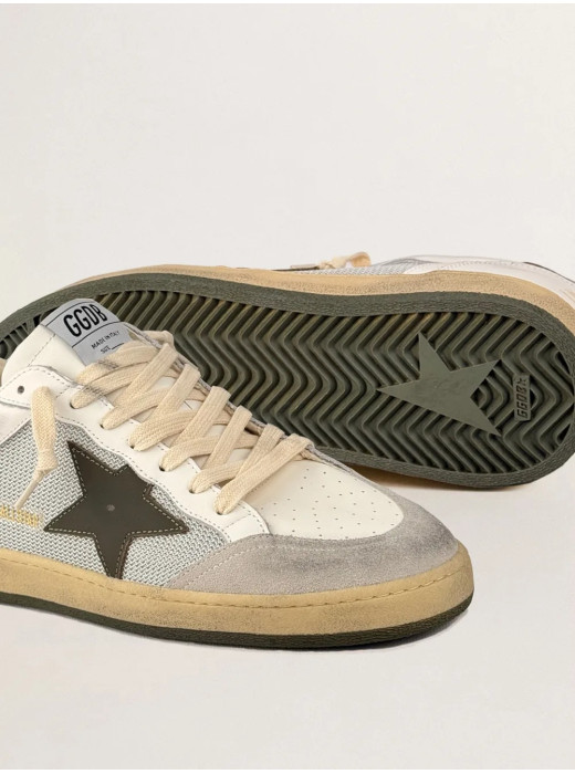 Mens Ball Star in Grey Fabric With Green Star