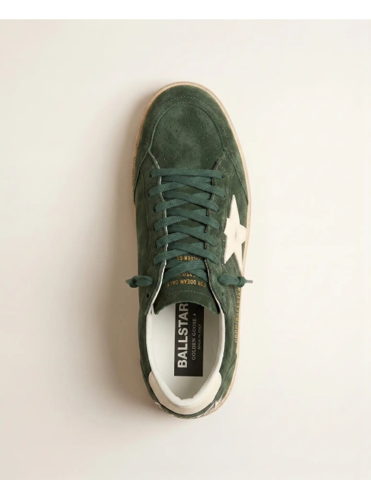 Mens Ball Star Green suede with White leather star and White heel tab