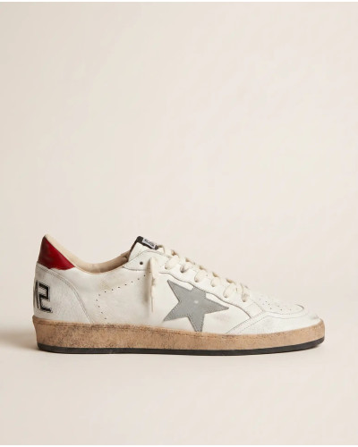 Mens Ball Star in Grey Leather with Grey Star and Red Heel Tab