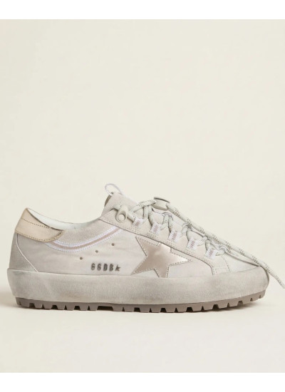 Super-Star Sneakers in Light Gray Nylon With Metallic Star