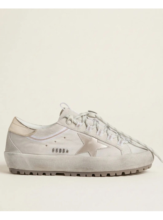 Super-Star Sneakers in Light Gray Nylon With Metallic Star