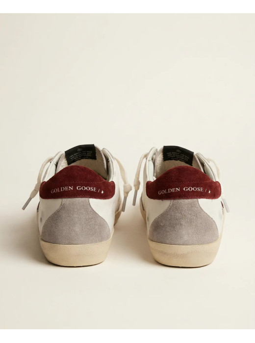 Super-Star in White Leather With Bordeaux Star and Bordeaux Heel Tab