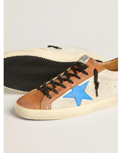 Mens Super-Star Sneakers in Light Blue With Light Blue Star and Crocodile Heel Tab