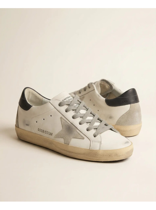 Mens Super-Star Sneakers in Grey Suede With Grey Heel Tab