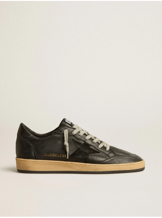 Mens Ball Star in black nappa with suede star and nappa heel tab