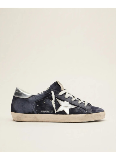 Super-Star Sneakers in Navy Suede With Silver Star