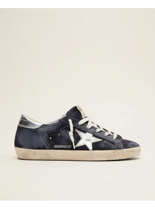 Super-Star Sneakers in Navy Suede With Silver Star