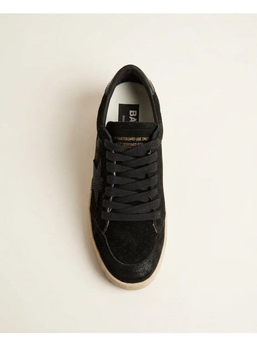Ball Star Sneakers in Black Suede With Black Crystal Star