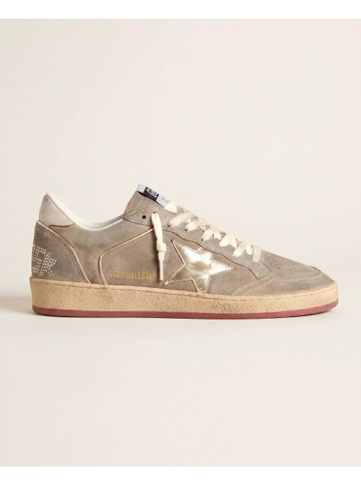 Ball Star Beige Suede with Gold metallic leather star and Bead lettering