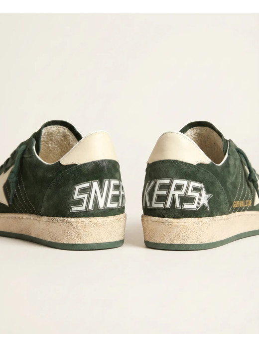 Mens Ball Star Green suede with White leather star and White heel tab