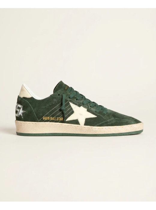 Mens Ball Star Green suede with White leather star and White heel tab