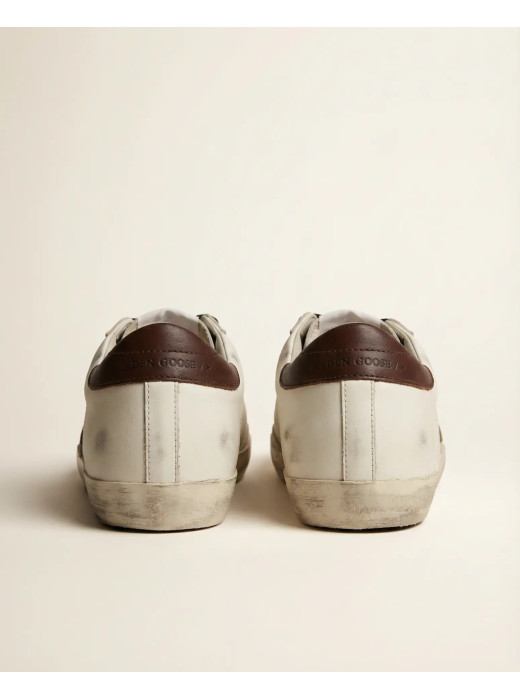 Mens Super-Star Sneakers in Green Leather With Green Star and Grey Leather Heel Tab