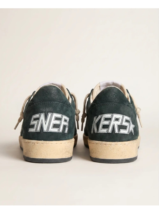 Ball Star in Green suede with Silver glitter star