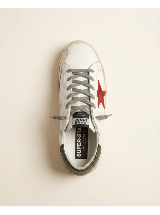 Super-Star Red Suede Star and Green Leather Heel Tab