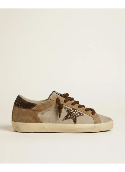 Super-Star in Beige Suede With White Star and Heel Tab