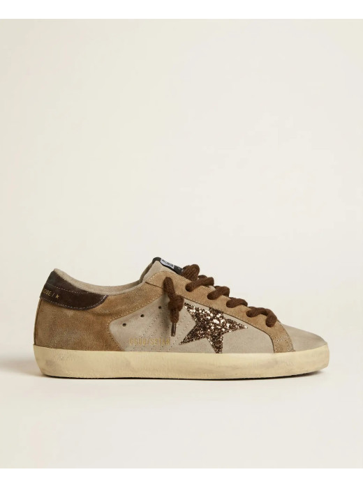 Super-Star in Beige Suede With White Star and Heel Tab