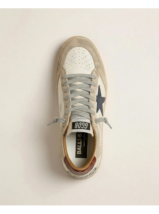 Mens Ball Star in Beige Suede With Navy Blue Star