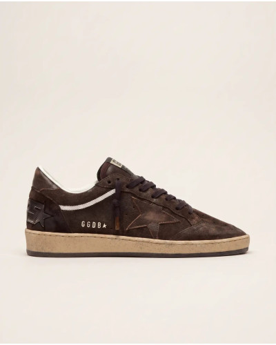 Mens Ball Star in Brown Suede with Brown Leather Star and Heel Tab