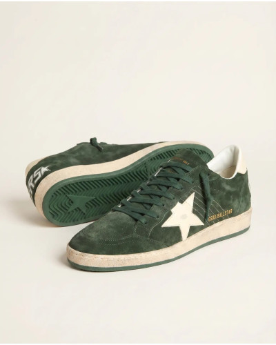 Mens Ball Star Green suede with White leather star and White heel tab