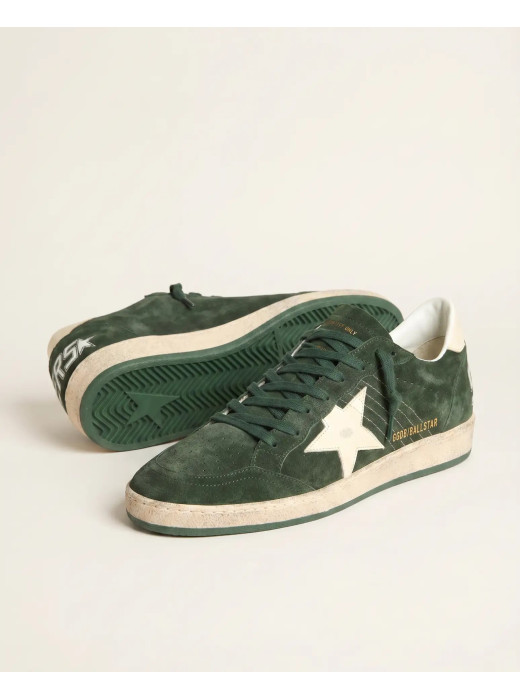 Mens Ball Star Green suede with White leather star and White heel tab