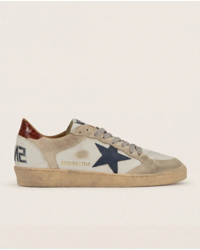Mens Ball Star in Beige Suede With Navy Blue Star